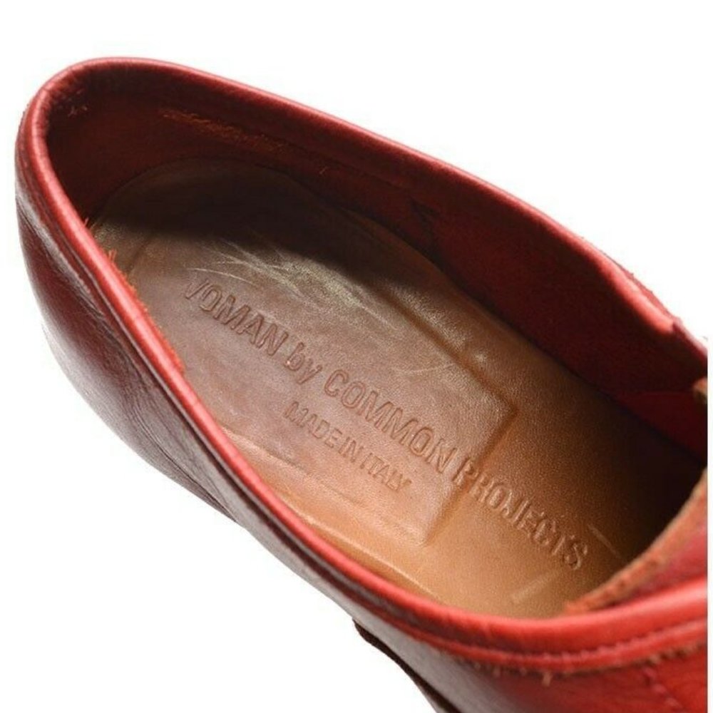 Common Projects Red Leather Plain Toe Oxfords 40 - image 7